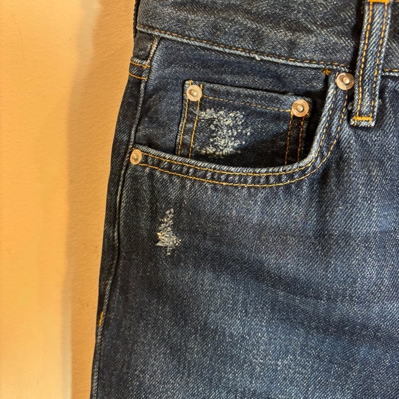 ZARA Sz 2 The High Rise Straight Samurai Selvedge Distressed Button Fly NEW - Picture 3 of 14